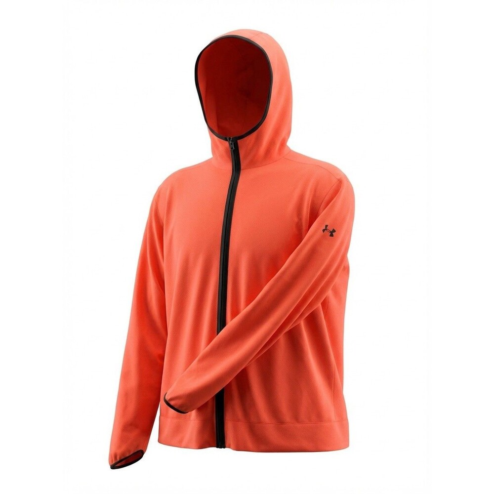 UNDER ARMOUR  BRIGHT ORANGE mesh Hoodie Medium Hunting Fishing Broken Zipper